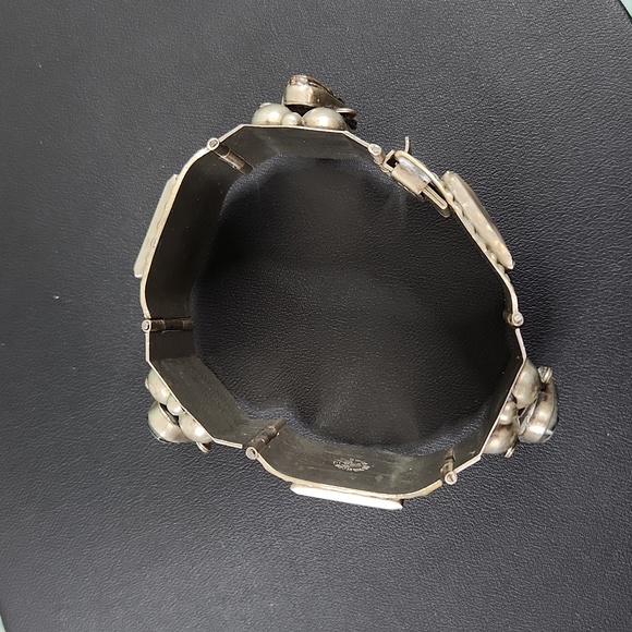 Vintage Taxco Mexico Sterling Panel Bracelet Abalone Mother of Pearl MOP - Picture 12 of 12